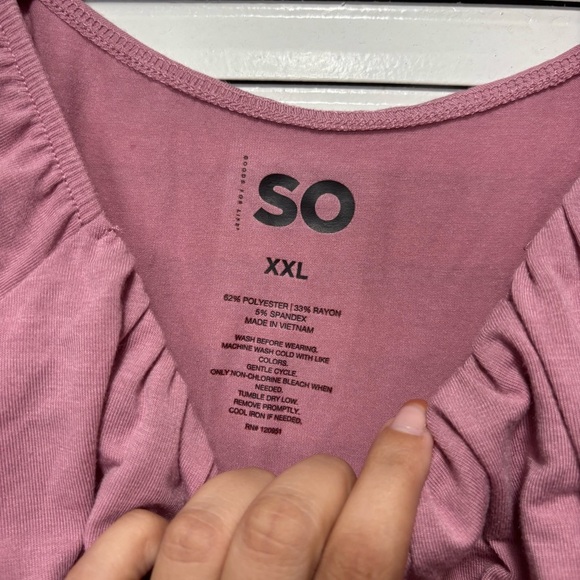 SO Sonoma Mauve Gathered Front Elastic Short Sleeve Blouse Top Size XXL - Picture 3 of 4